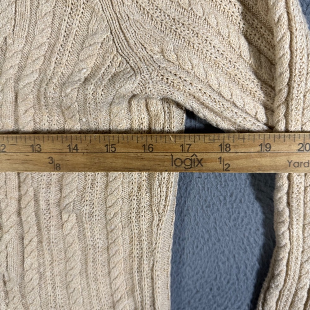 Lands' End Women's Cardigan Sweater Size‎ Sm Cable Knit Beige Button Wool Blend - Picture 5 of 7